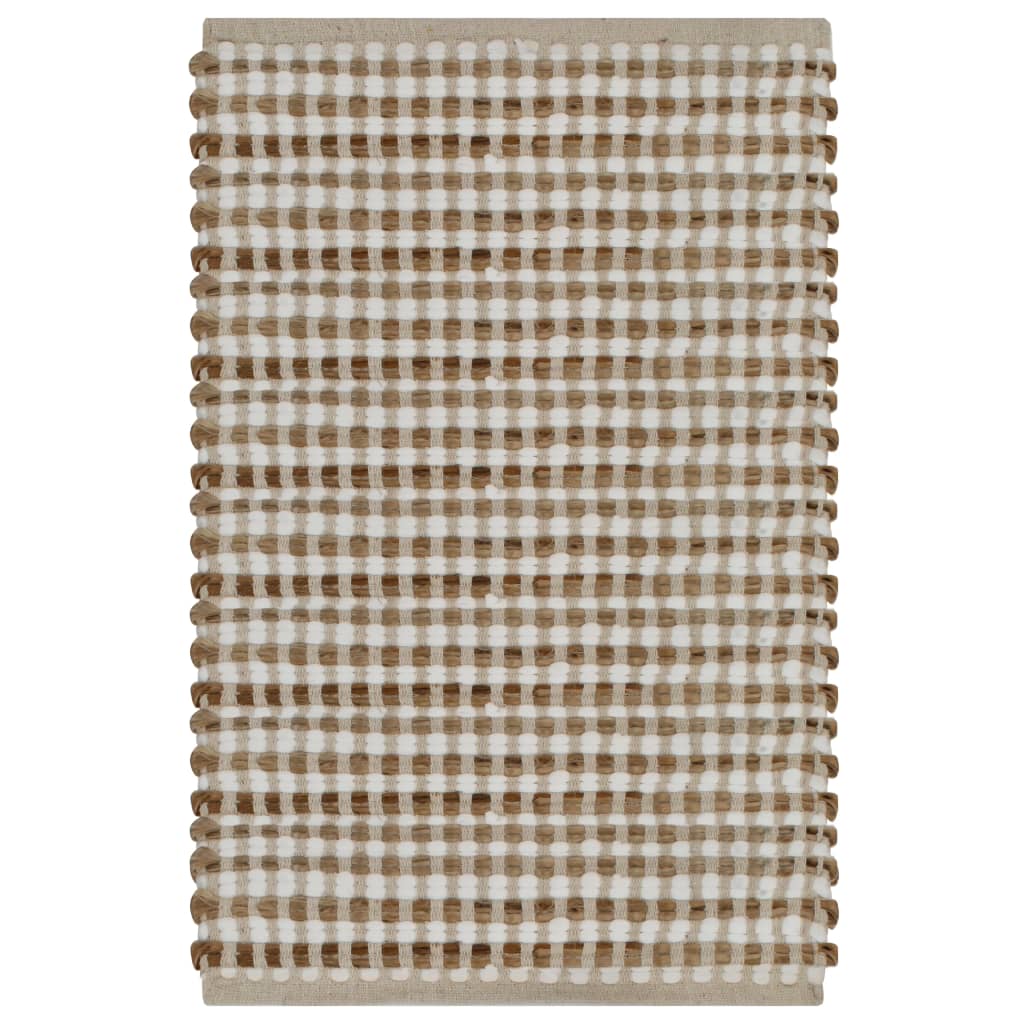 Ensemble de tapis de bain tissés main en jute, couleur naturelle et blanc