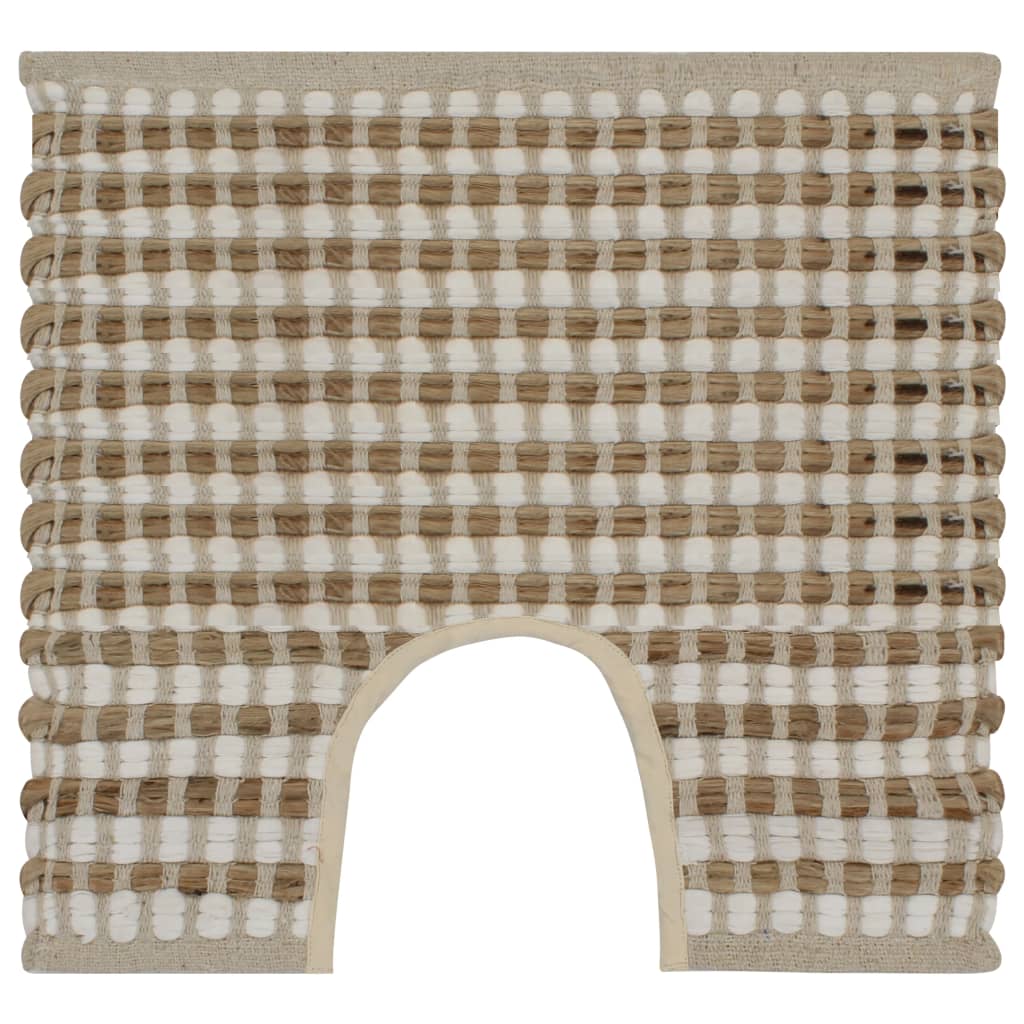 Ensemble de tapis de bain tissés main en jute, couleur naturelle et blanc