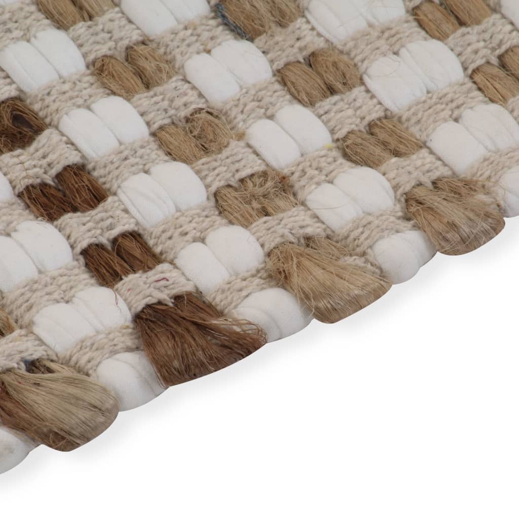 Ensemble de tapis de bain tissés main en jute, couleur naturelle et blanc