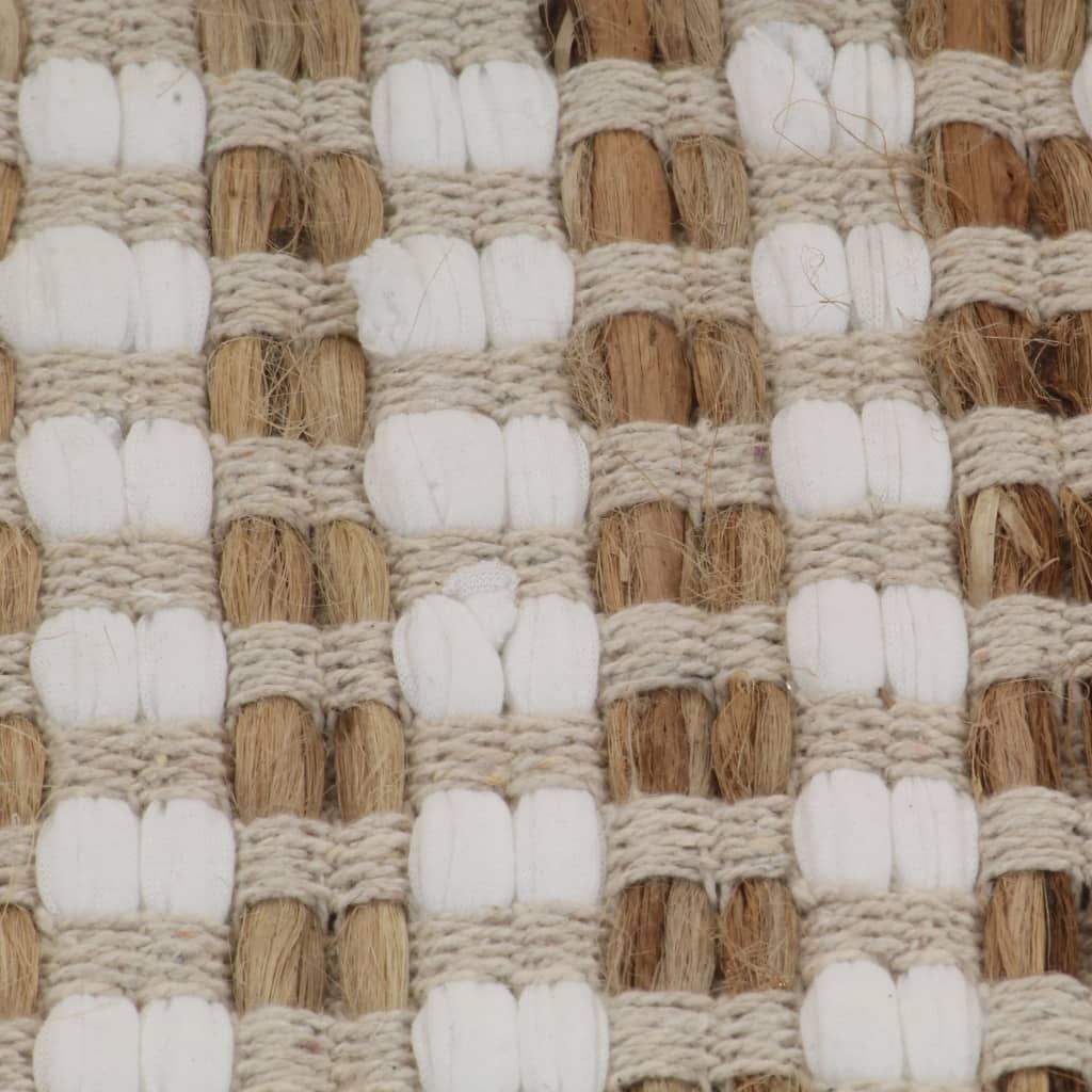 Ensemble de tapis de bain tissés main en jute, couleur naturelle et blanc