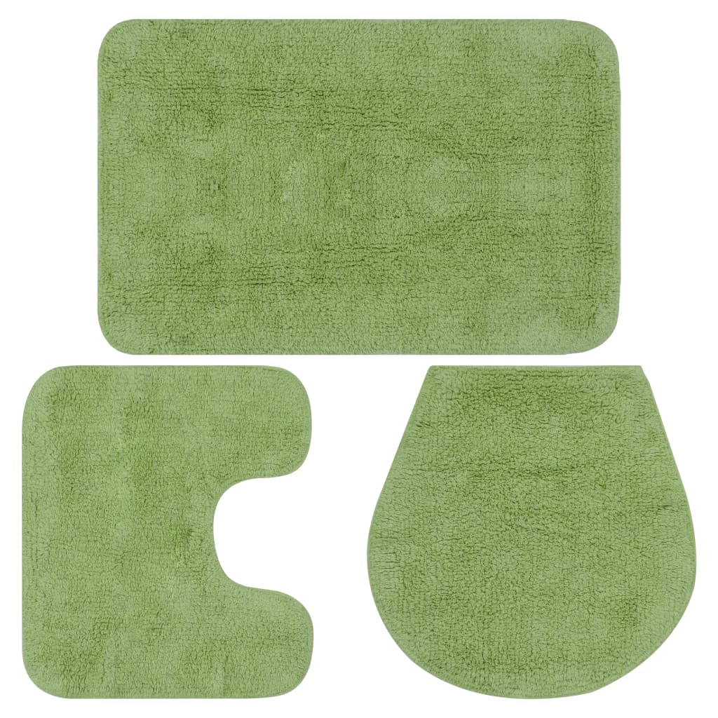 Bath Mat Set, 3-Piece, Fabric, Green