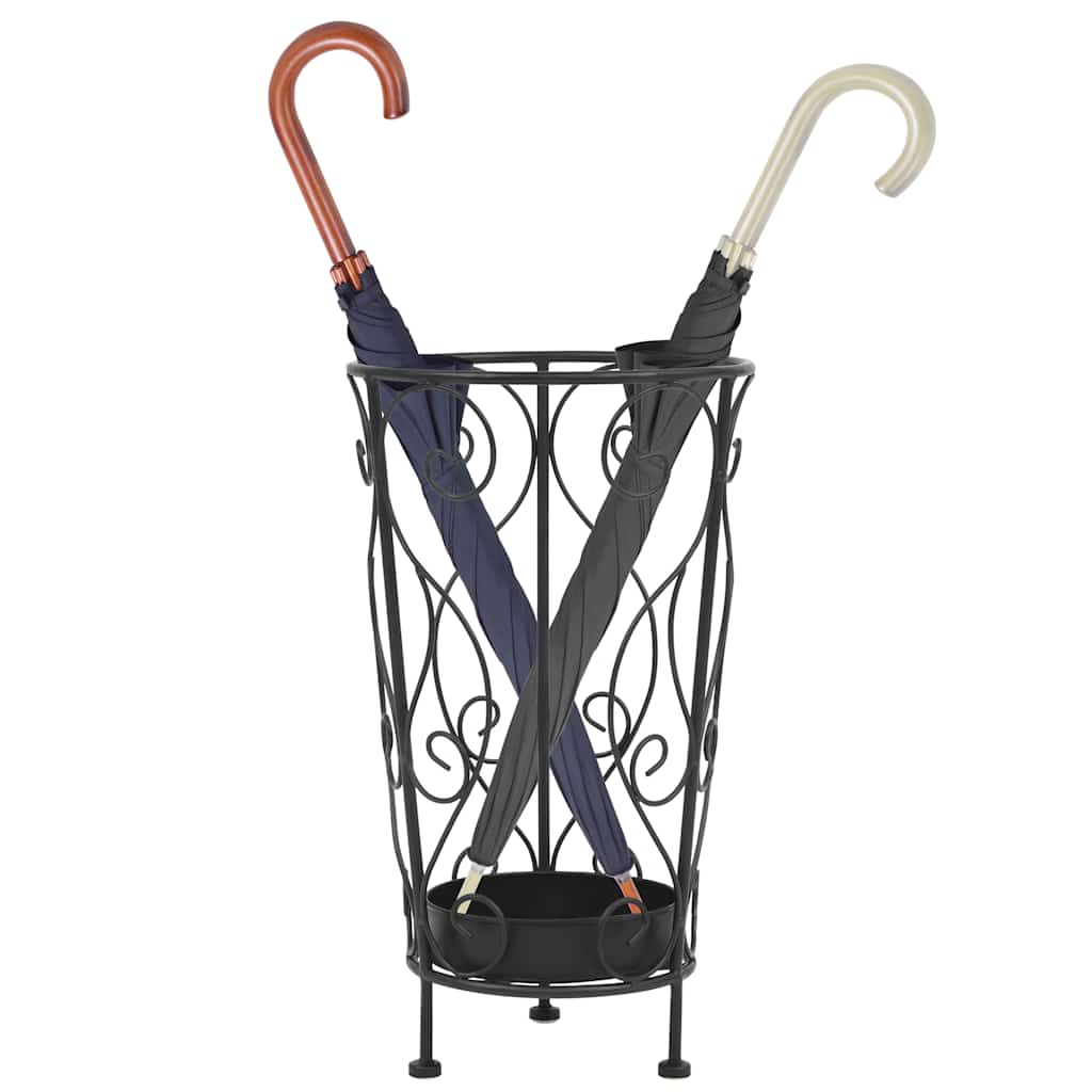 Umbrella Stand Vintage Style Metal 26 x 46 cm Black