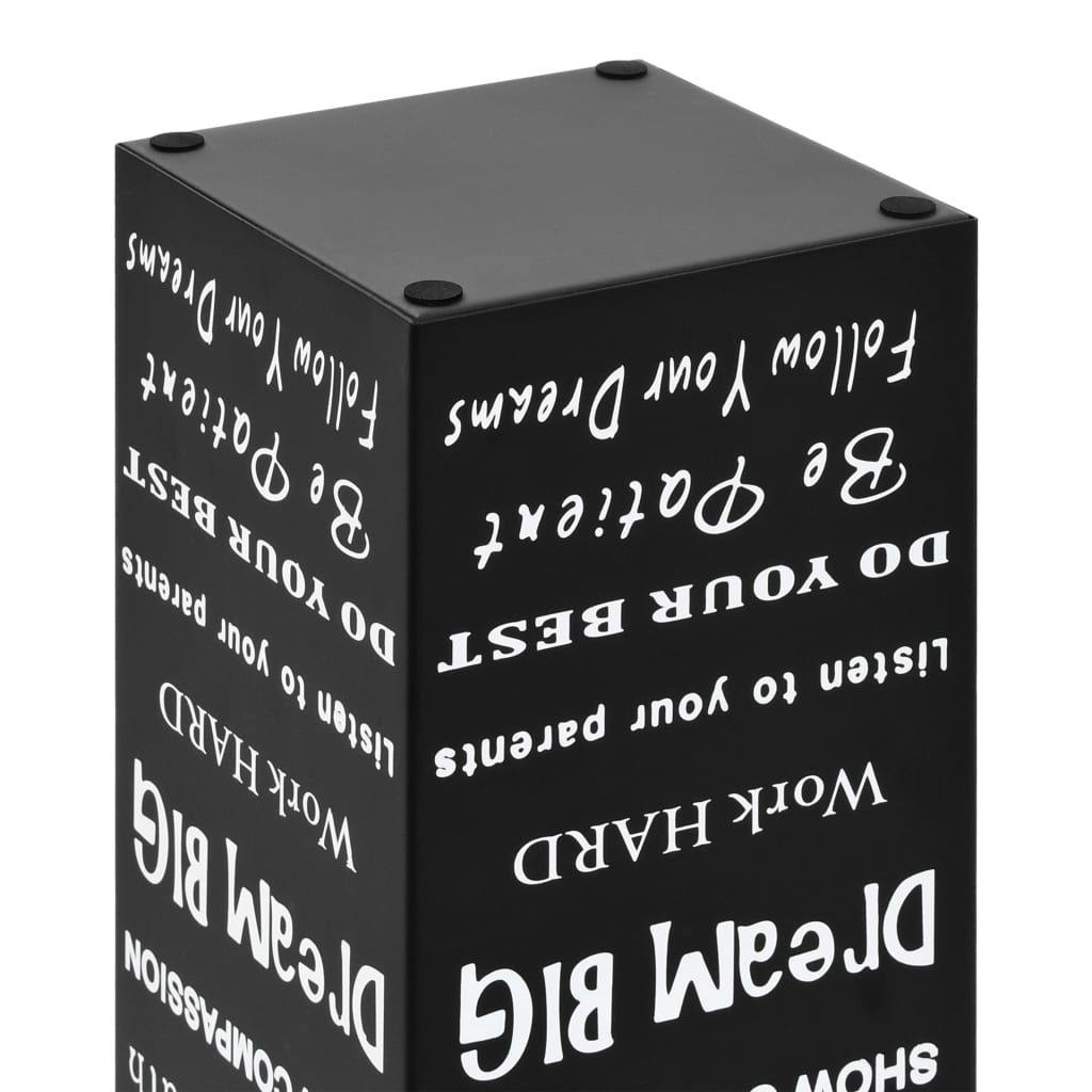 Porte-parapluies texte en acier noir