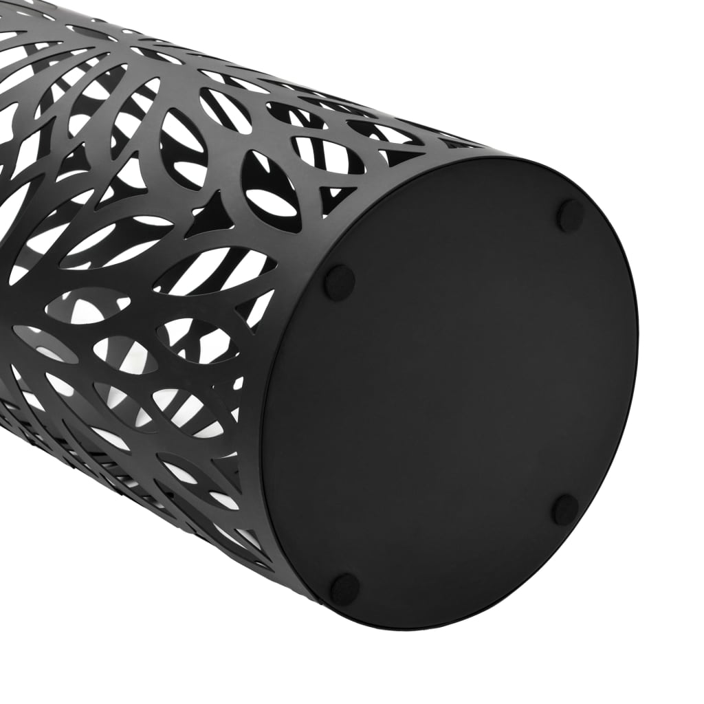 Umbrella Stand Leaf Motif Steel Black