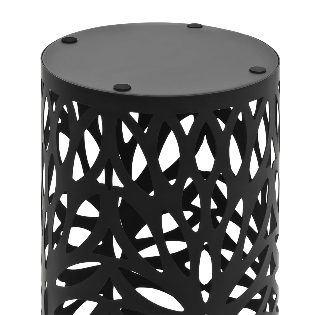 Umbrella Stand Leaf Motif Steel Black