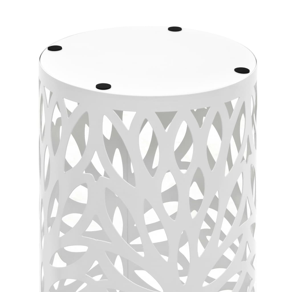 Umbrella stand leaf motif steel white