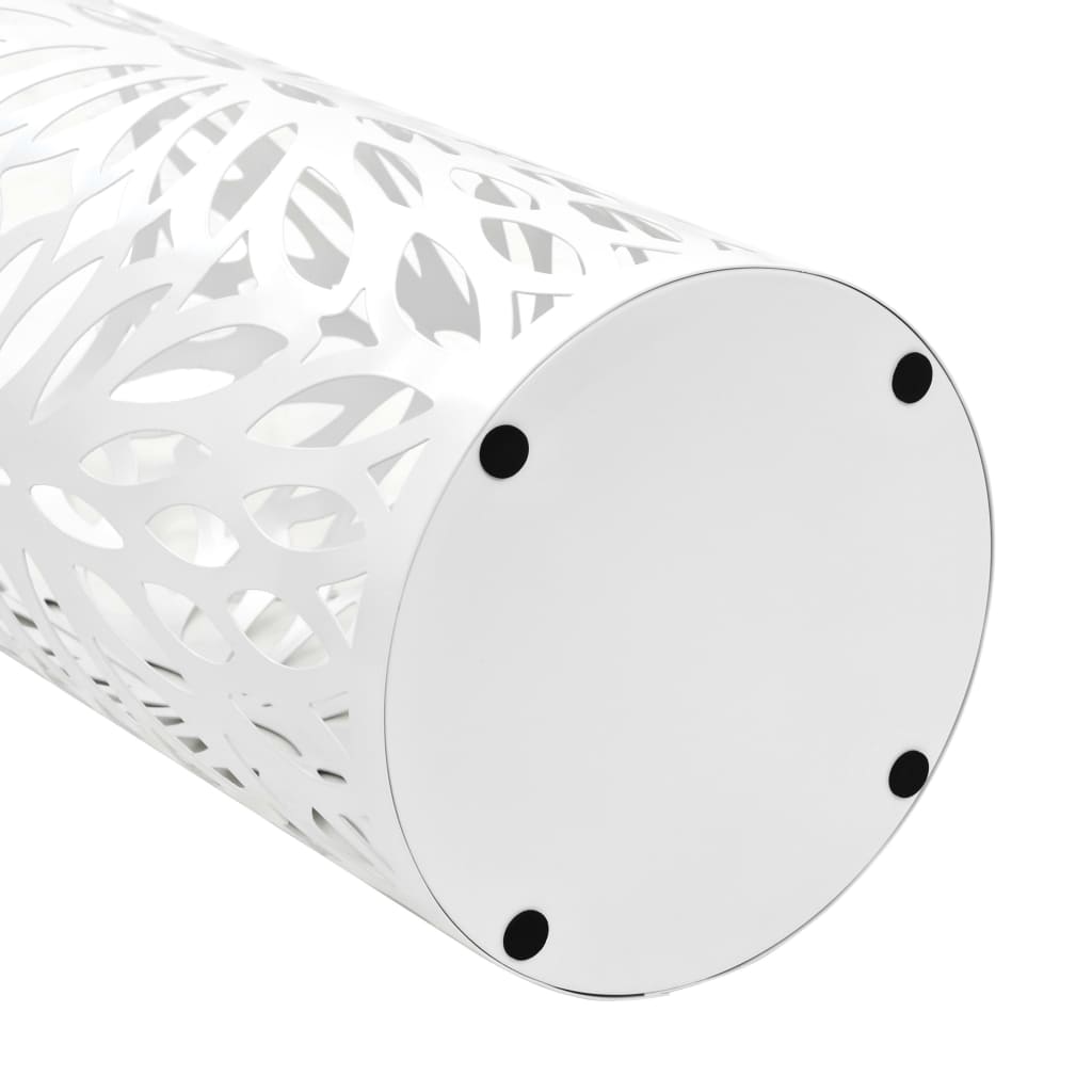 Umbrella stand leaf motif steel white