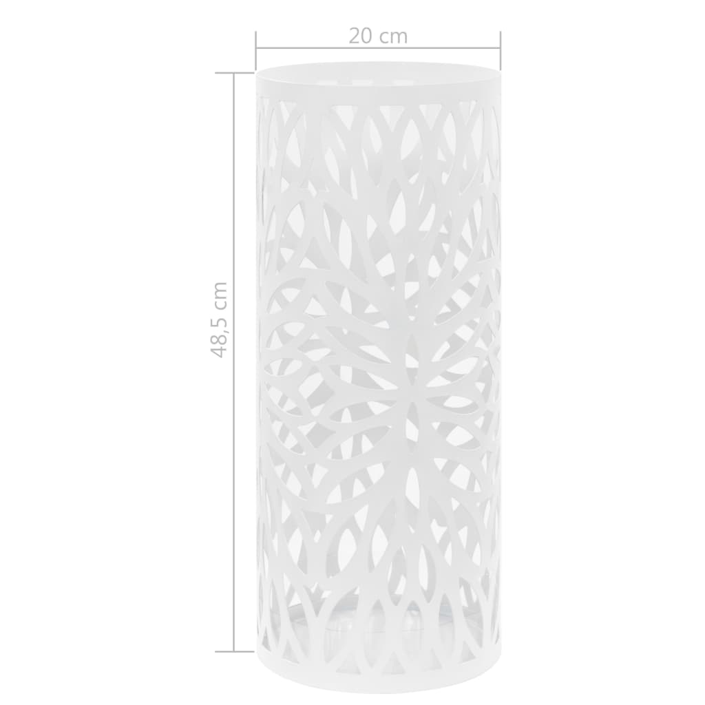 Umbrella stand leaf motif steel white