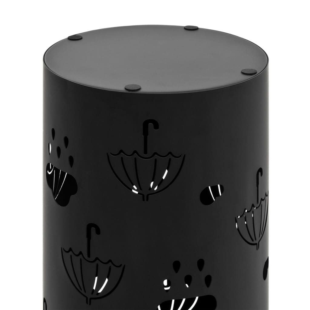 Umbrella Stand Umbrella Motif Steel Black