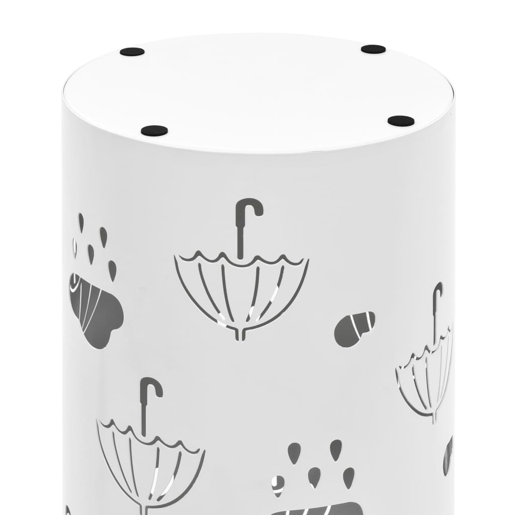 Porte-parapluie motif parapluie acier blanc