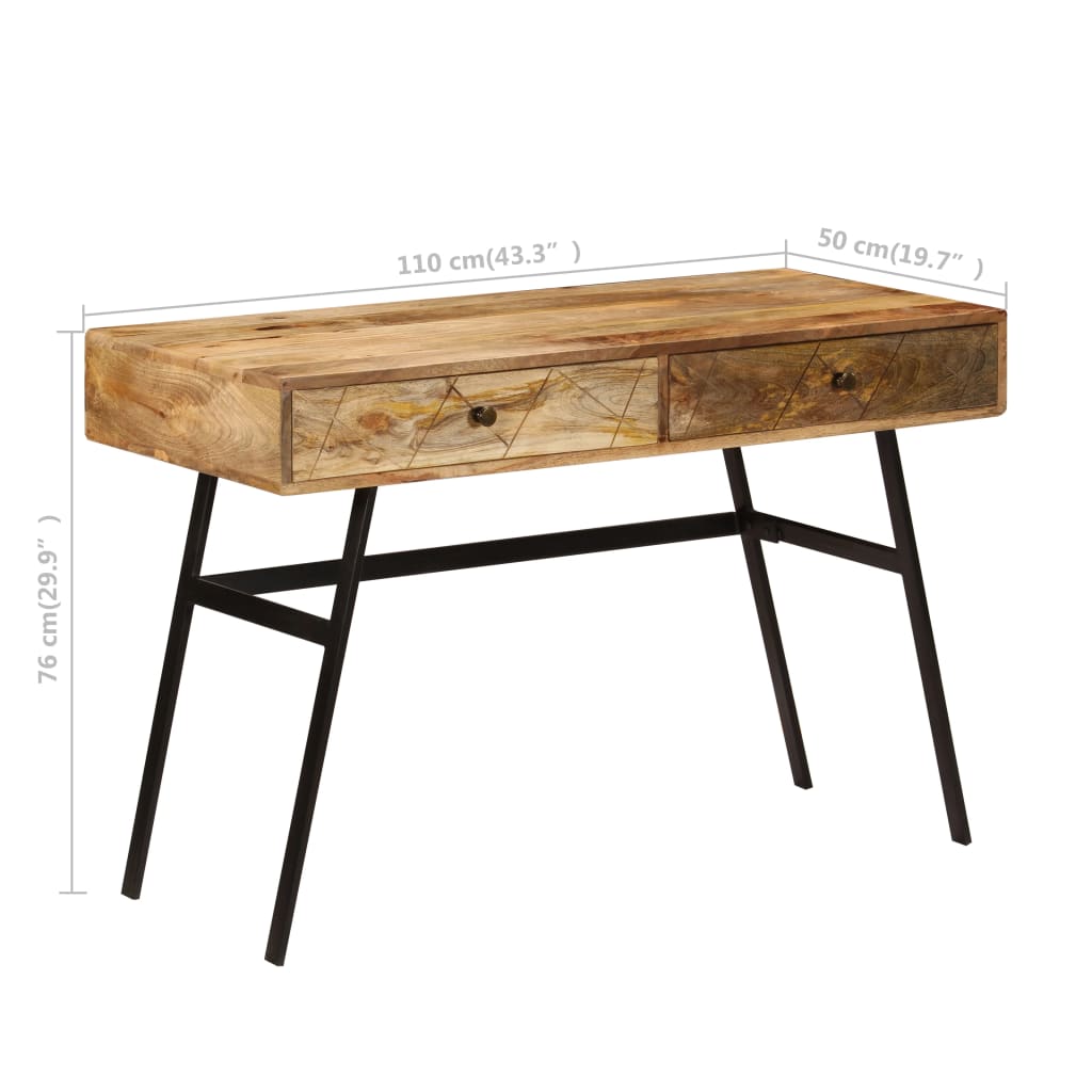 Desk with Drawers Solid Mango Wood 110x50x76 cm