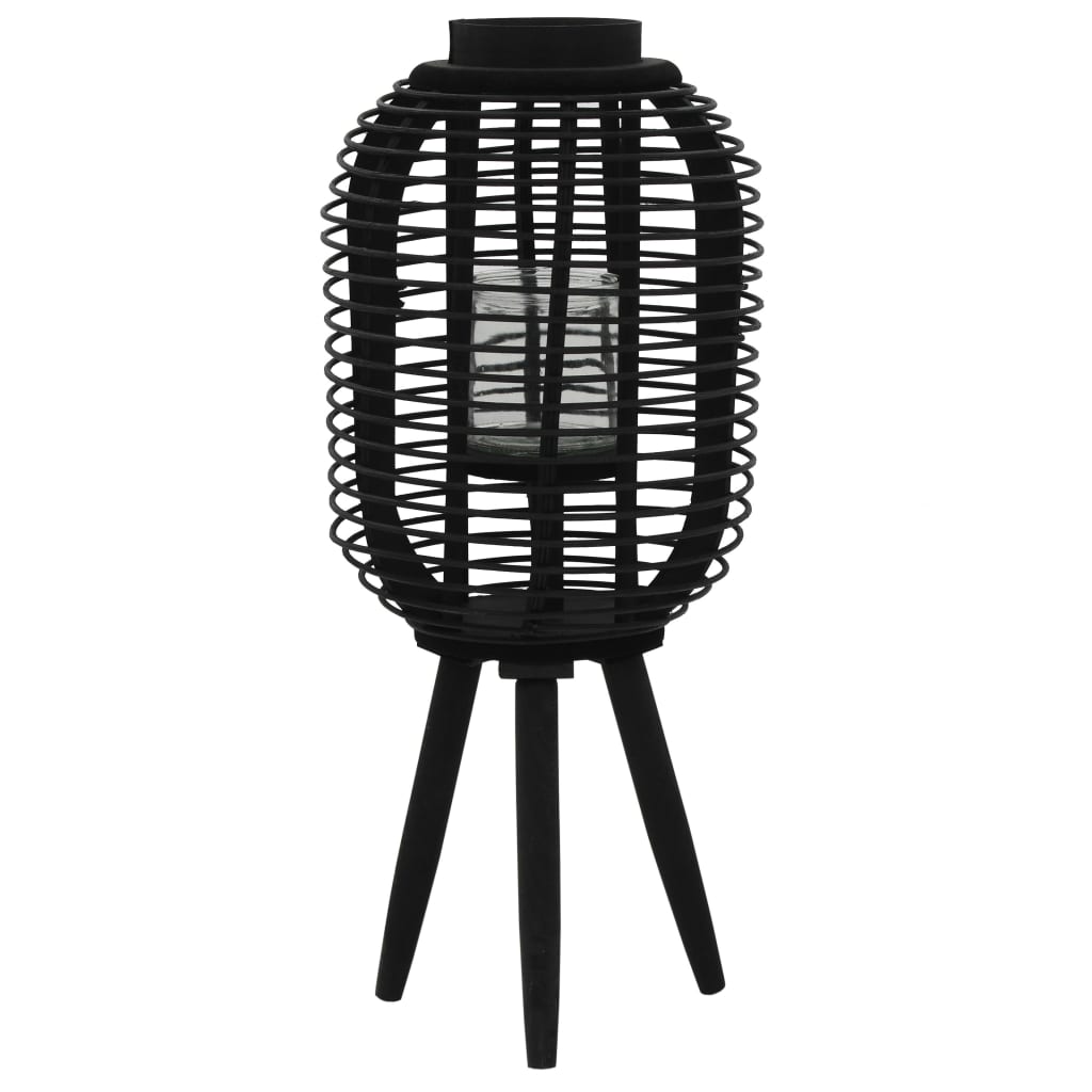 Floor Candle Holder Bamboo Black