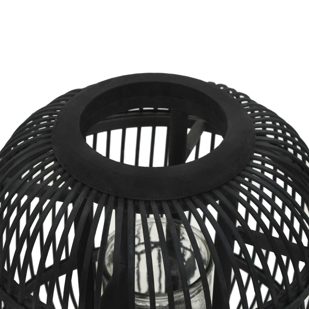 Floor Candle Holder Bamboo Black