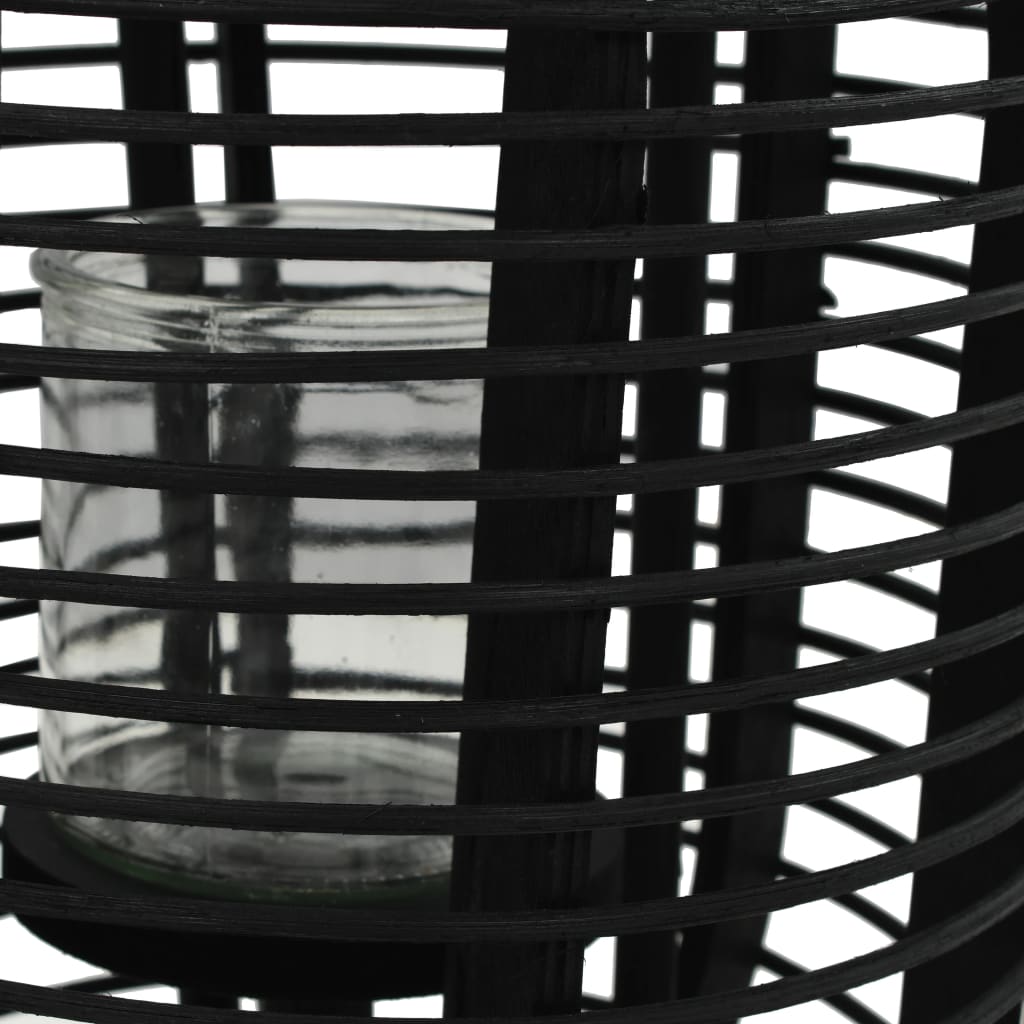 Floor Candle Holder Bamboo Black
