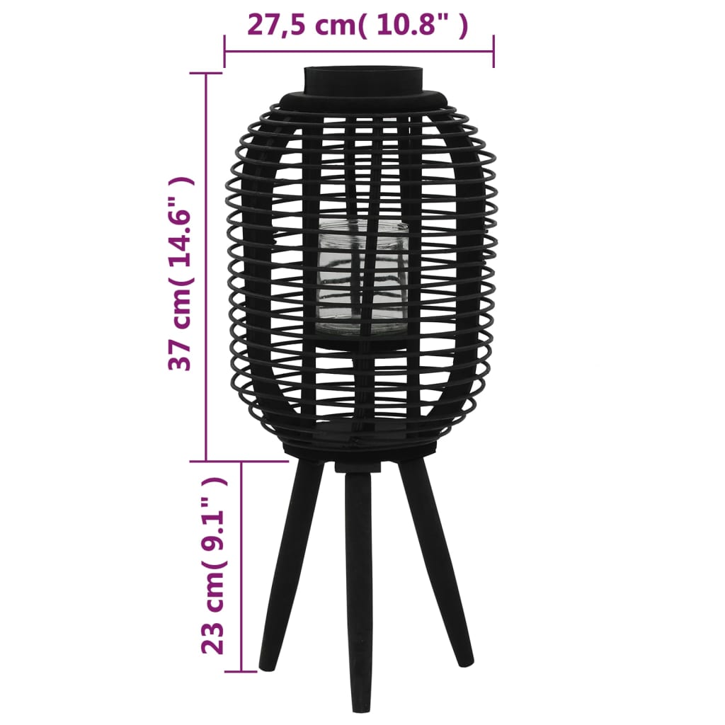 Floor Candle Holder Bamboo Black