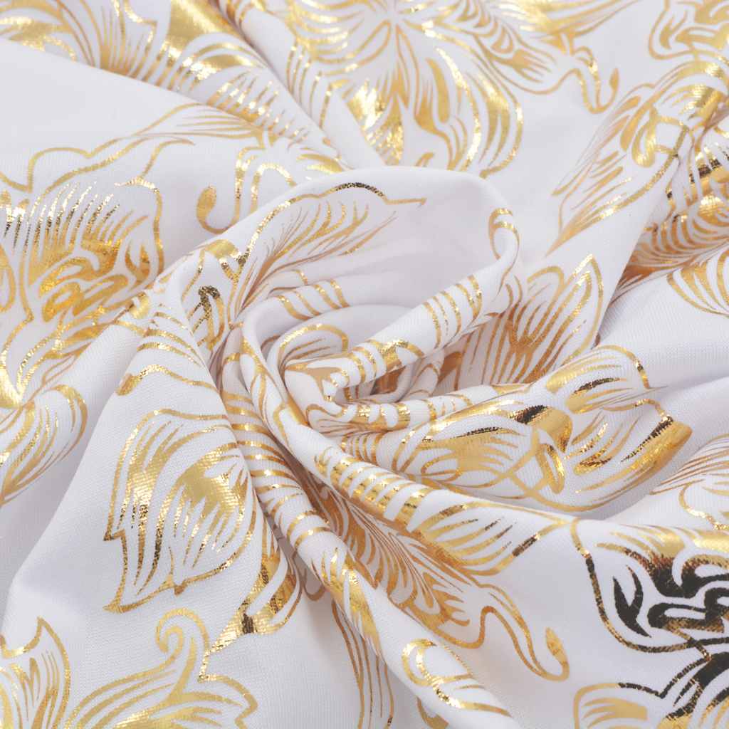 6 housses de chaise extensibles droites blanches avec impression dorée