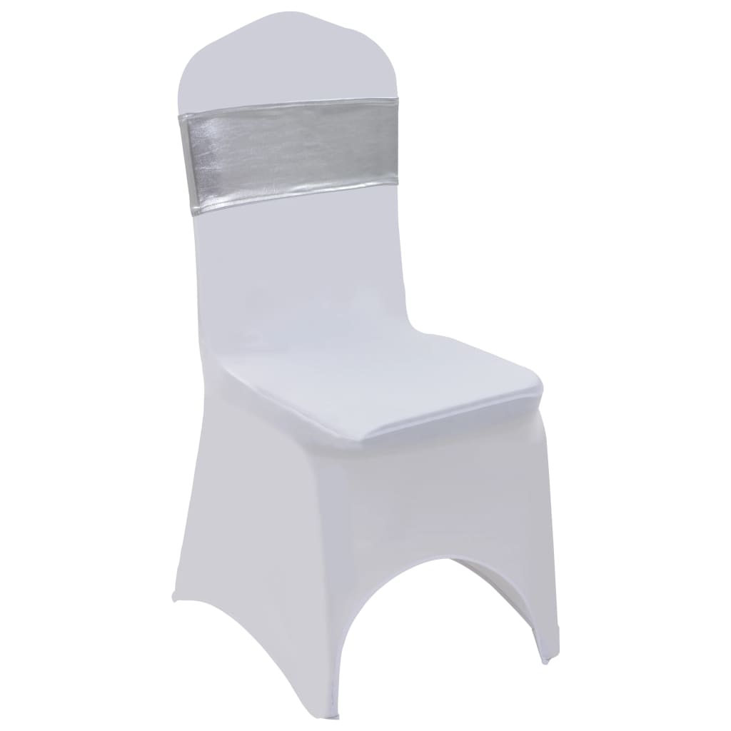 25 serre-housses de chaise extensibles avec boucle diamantée argentée