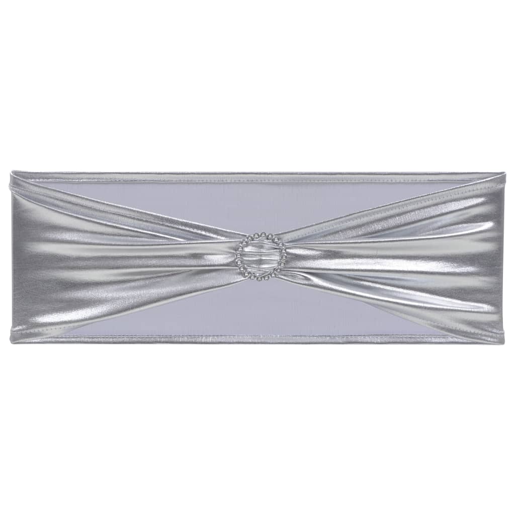 25 serre-housses de chaise extensibles avec boucle diamantée argentée