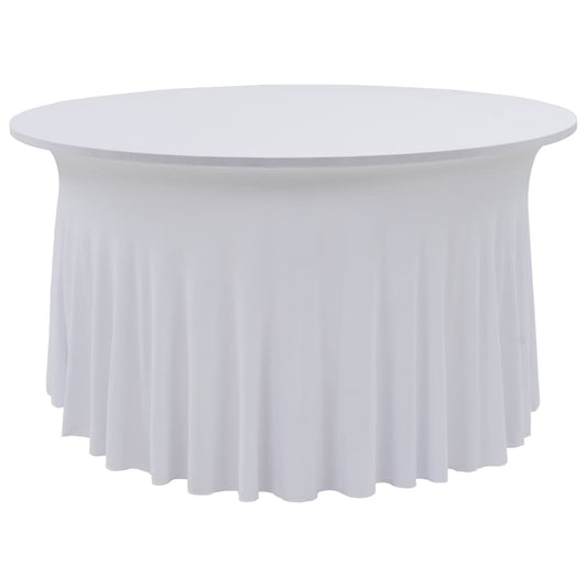 2 Pieces Stretch Tablecloths with Border White 120x74 cm