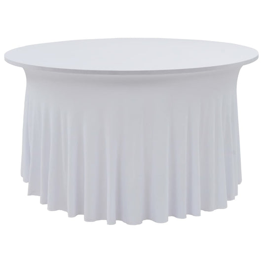2-Piece Stretch Tablecloths with Border White 180 x 74 cm