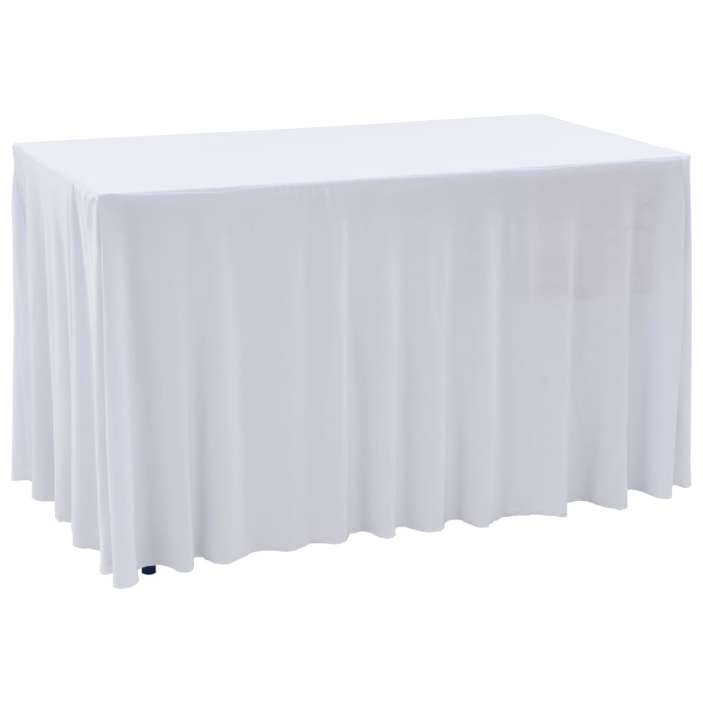 2 Stretch Tablecloths with Border White 183 x 76 x 74 cm