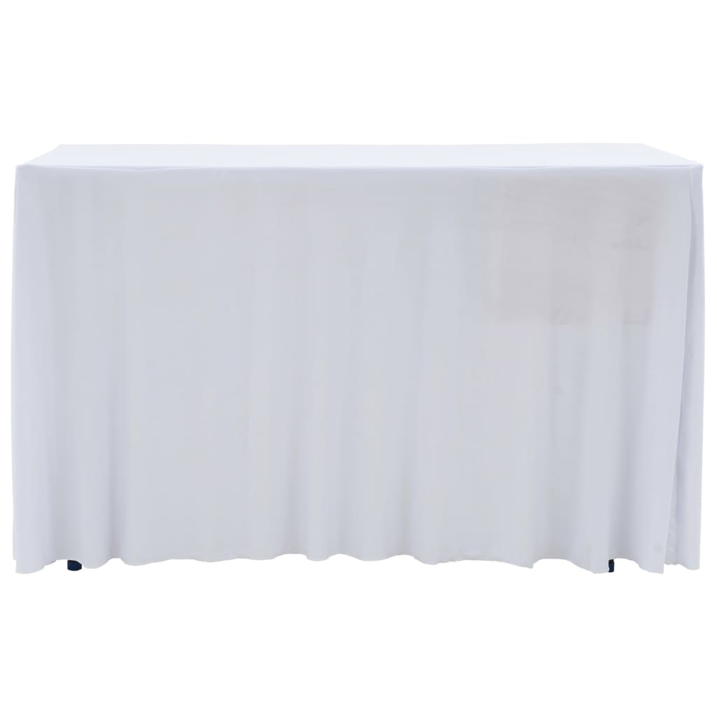 2 Stretch Tablecloths with Border White 183 x 76 x 74 cm