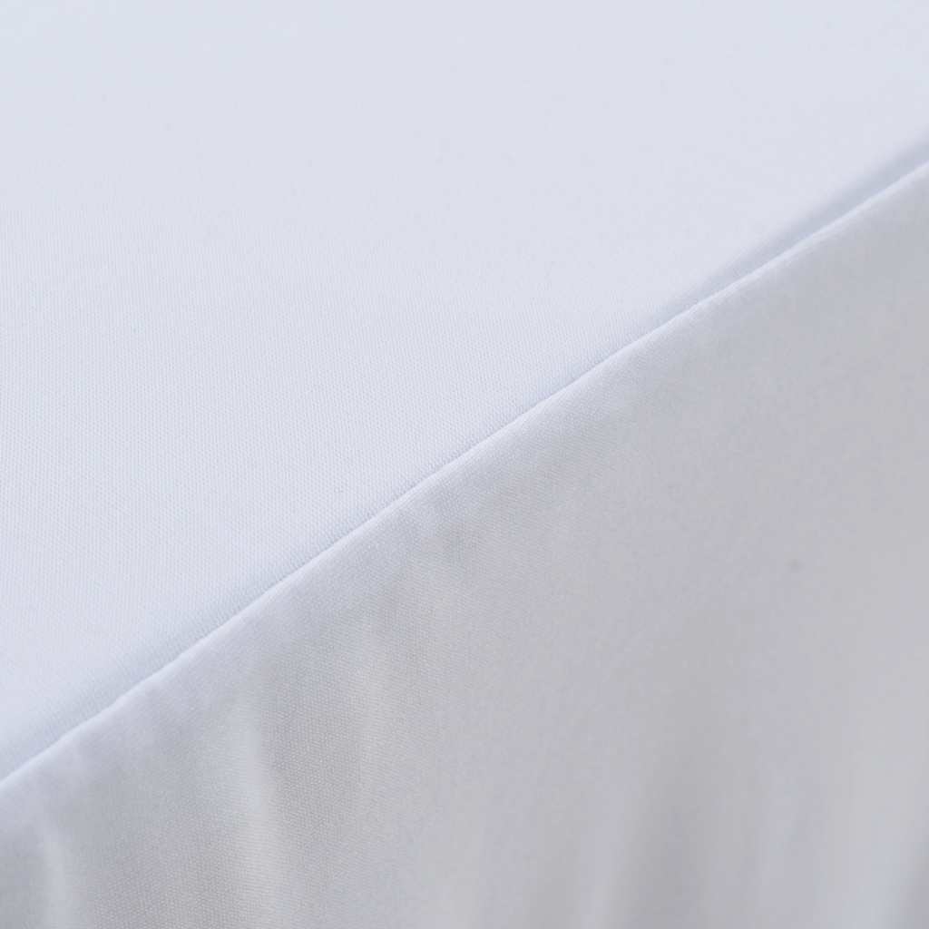 2 Stretch Tablecloths with Border White 183 x 76 x 74 cm