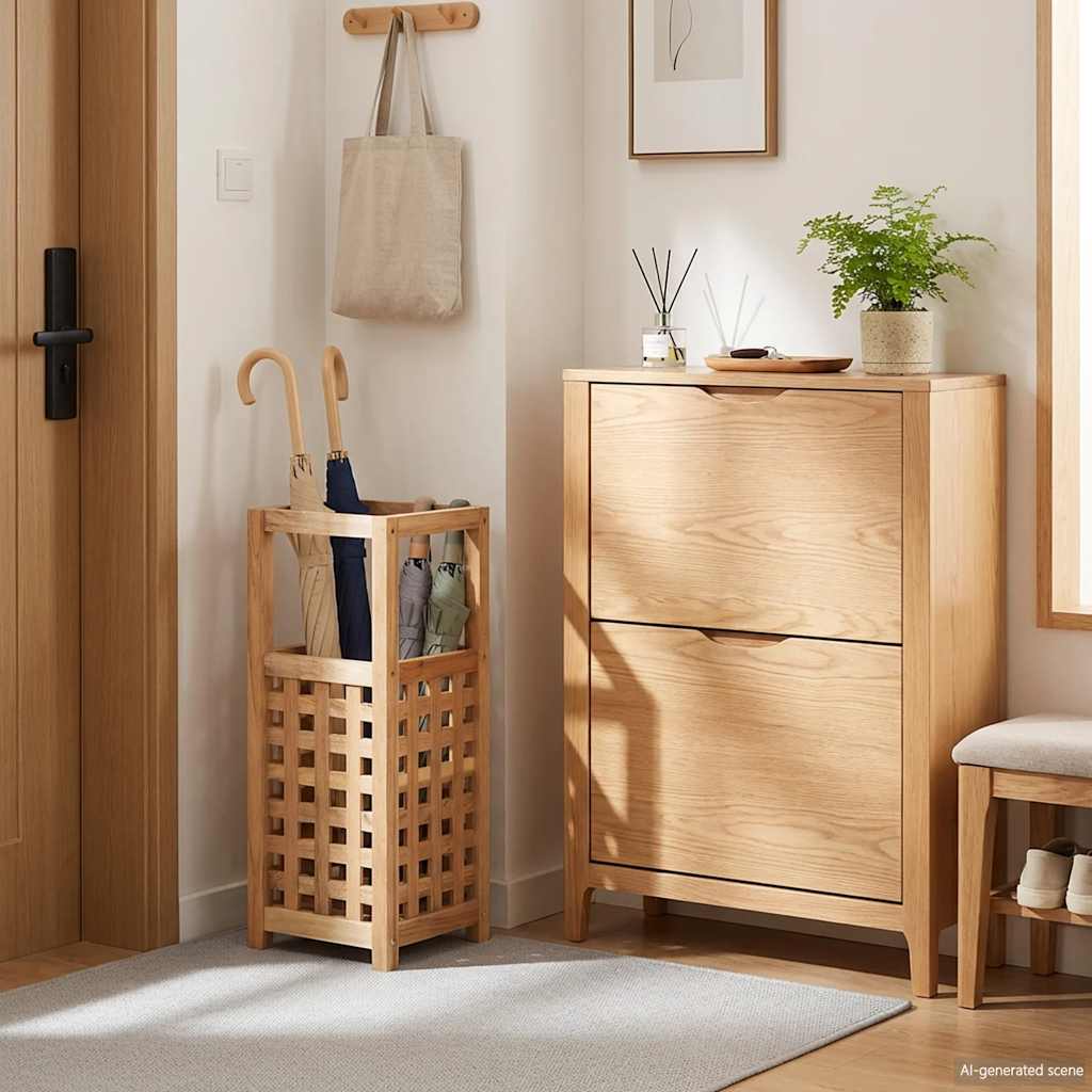 Umbrella Stand Walnut Solid Wood 18x18x50 cm