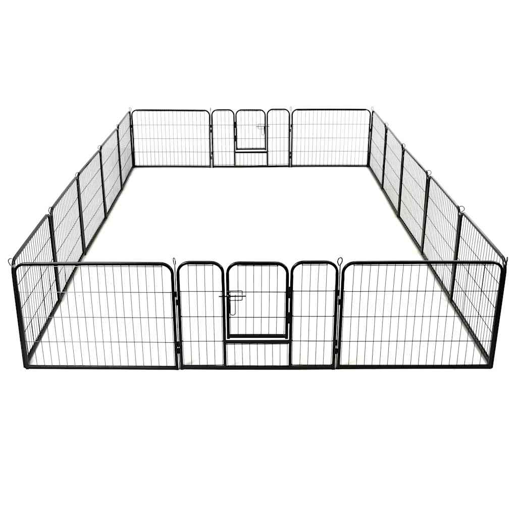 Hunde-Laufstall 16 Paneele Stahl 60x80 cm Schwarz