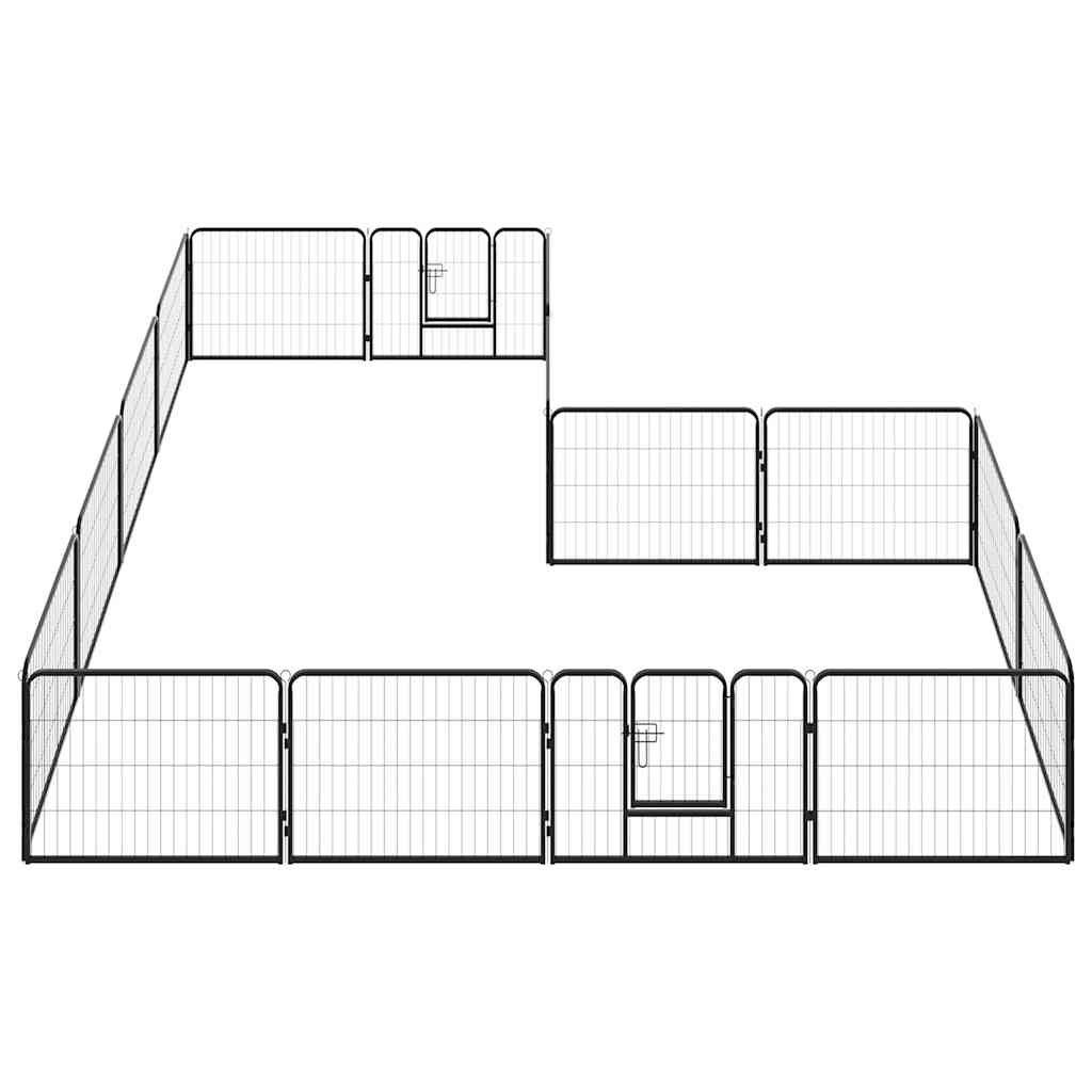 Hunde-Laufstall 16 Paneele Stahl 60x80 cm Schwarz