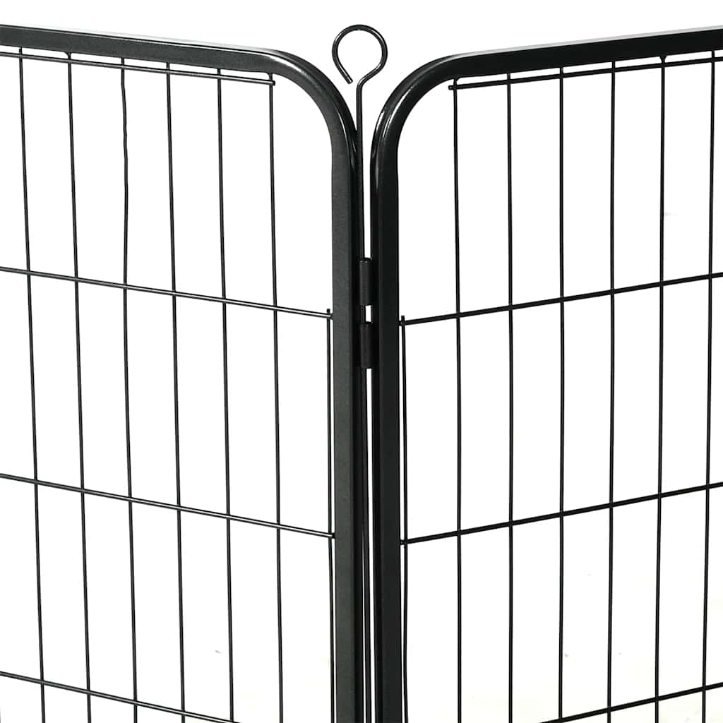 Hunde-Laufstall 16 Paneele Stahl 60x80 cm Schwarz