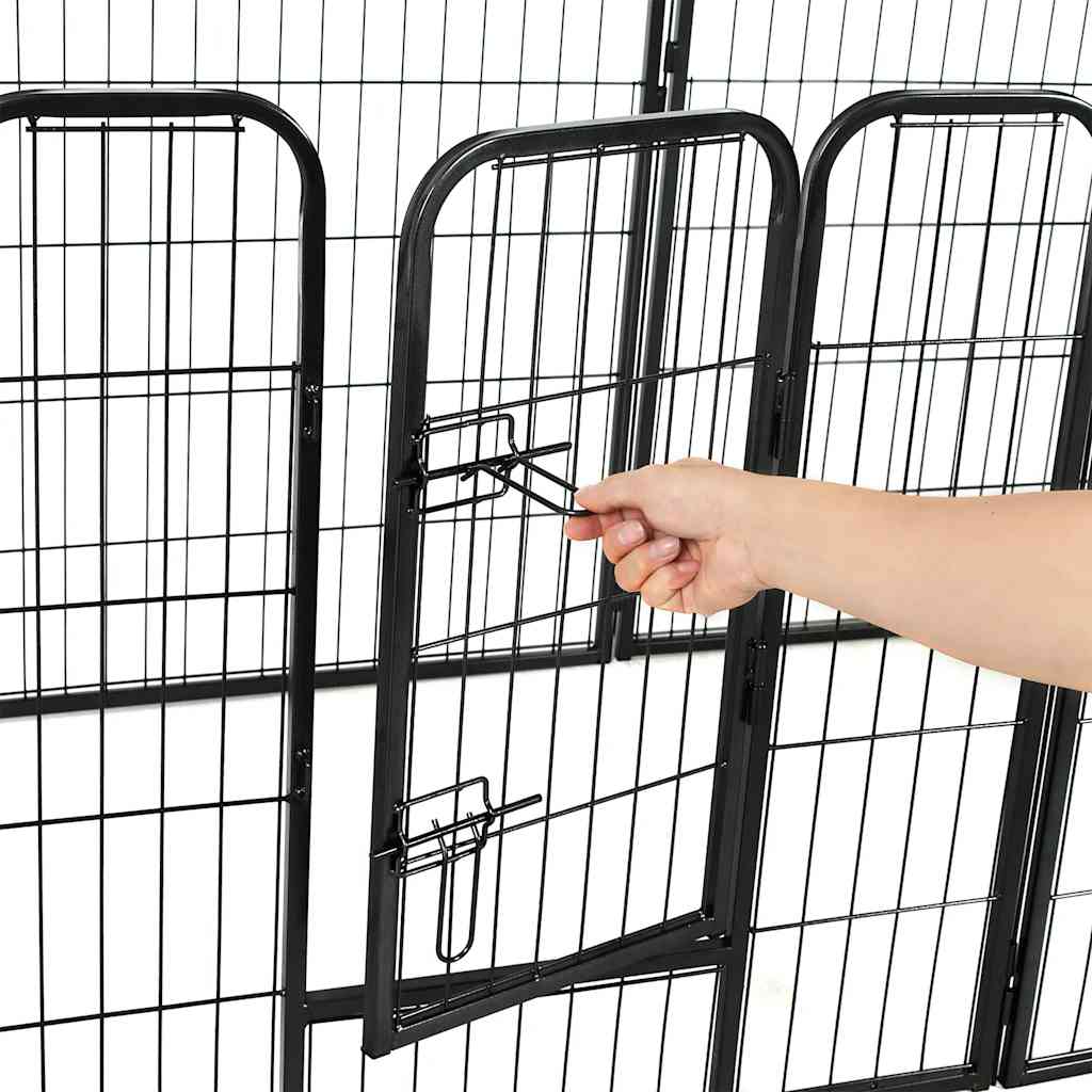 Hunde-Laufstall 16 Paneele Stahl 60x80 cm Schwarz