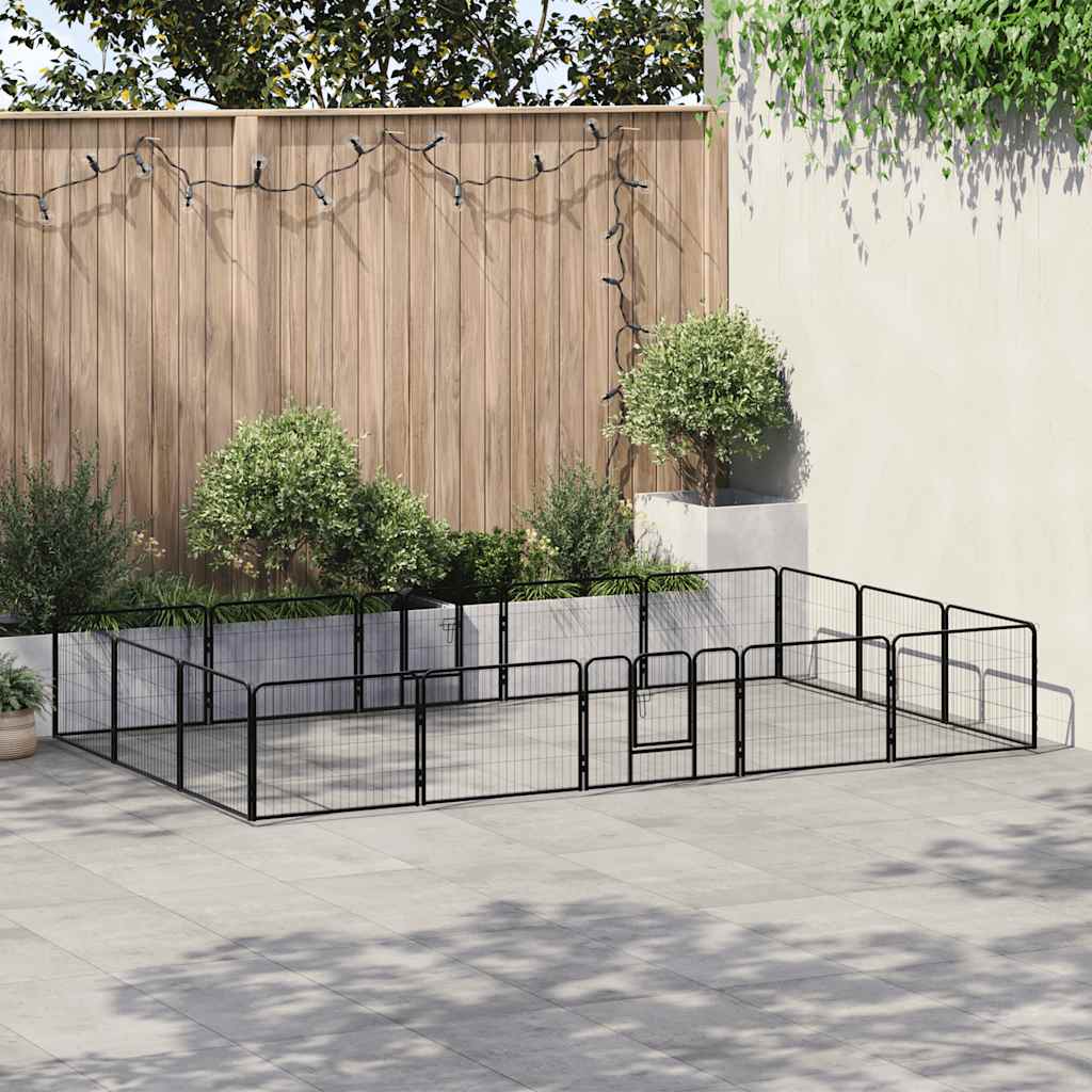 Hunde-Laufstall 16 Paneele Stahl 60x80 cm Schwarz