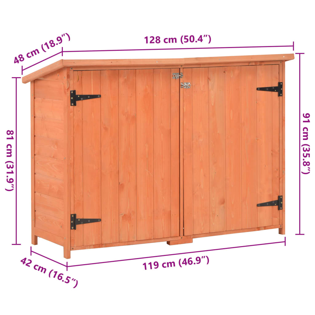 Garten-Geräteschuppen 128x42x91 cm Holz