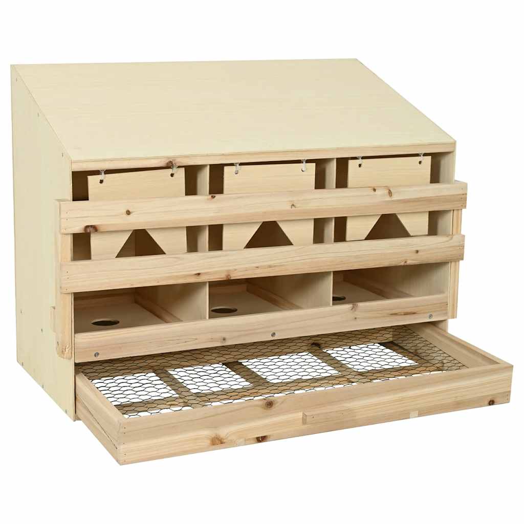 Legenest für Hühner 3 Fächer 93x40x65 cm Massivholz Kiefer