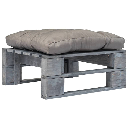 Outdoor-Ottomane Paletten mit Kissen in Grau Holz Grau