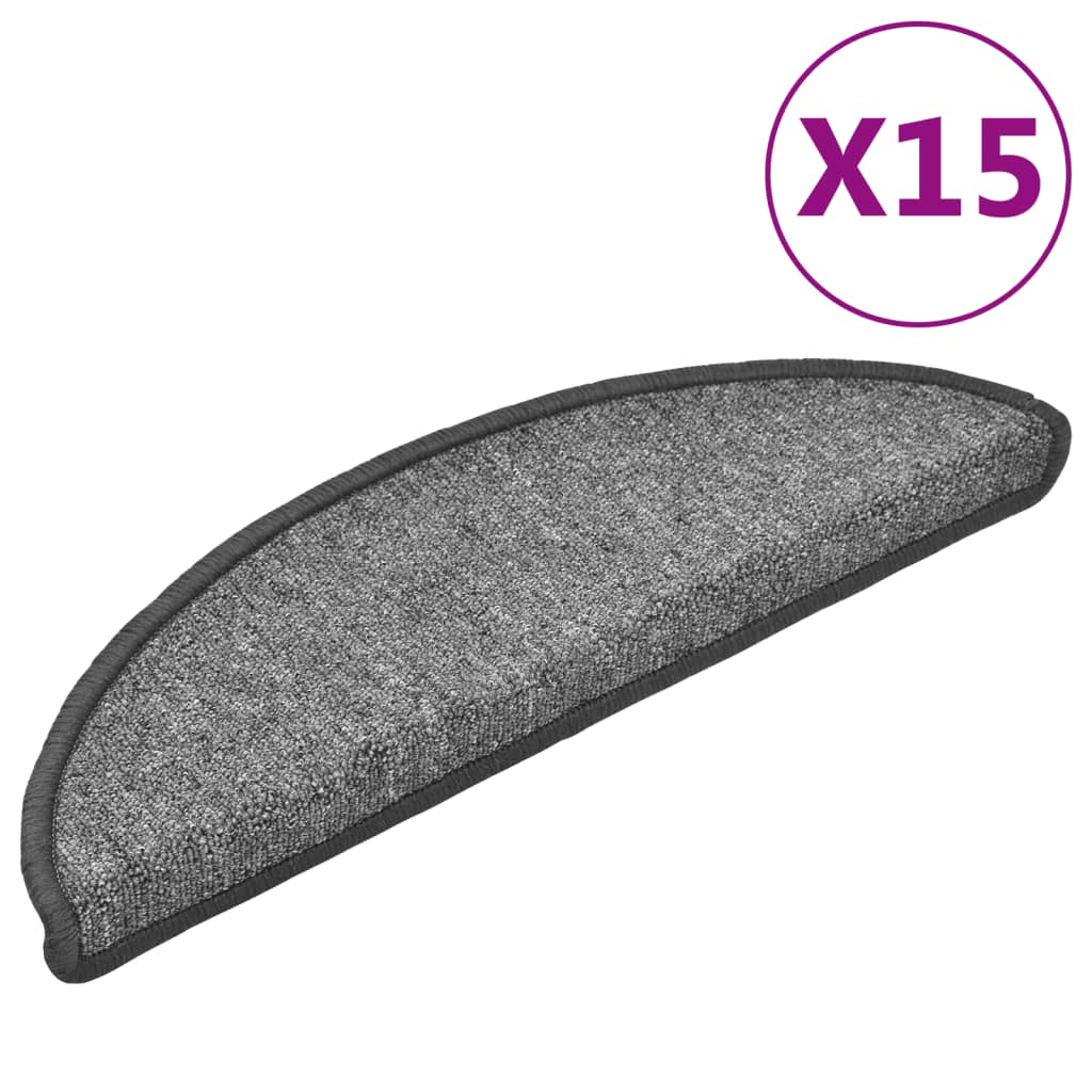 Stair Mats 15 pcs. 56x17x3 cm Dark Grey Half-Round