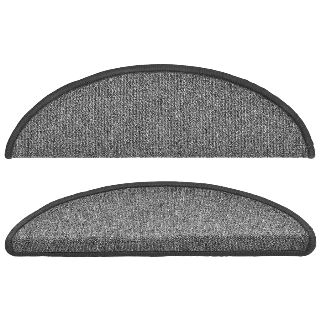 Stair Mats 15 pcs. 56x17x3 cm Dark Grey Half-Round