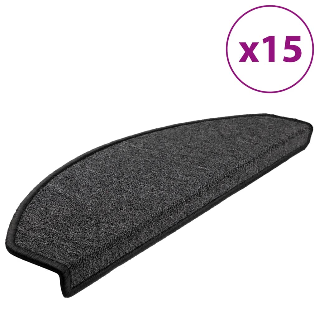 Marches d'escalier 15 pcs. 65x24x4 cm Anthracite Demi-rond Grand