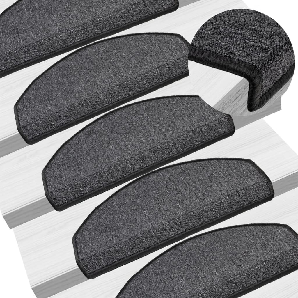 Marches d'escalier 15 pcs. 65x24x4 cm Anthracite Demi-rond Grand