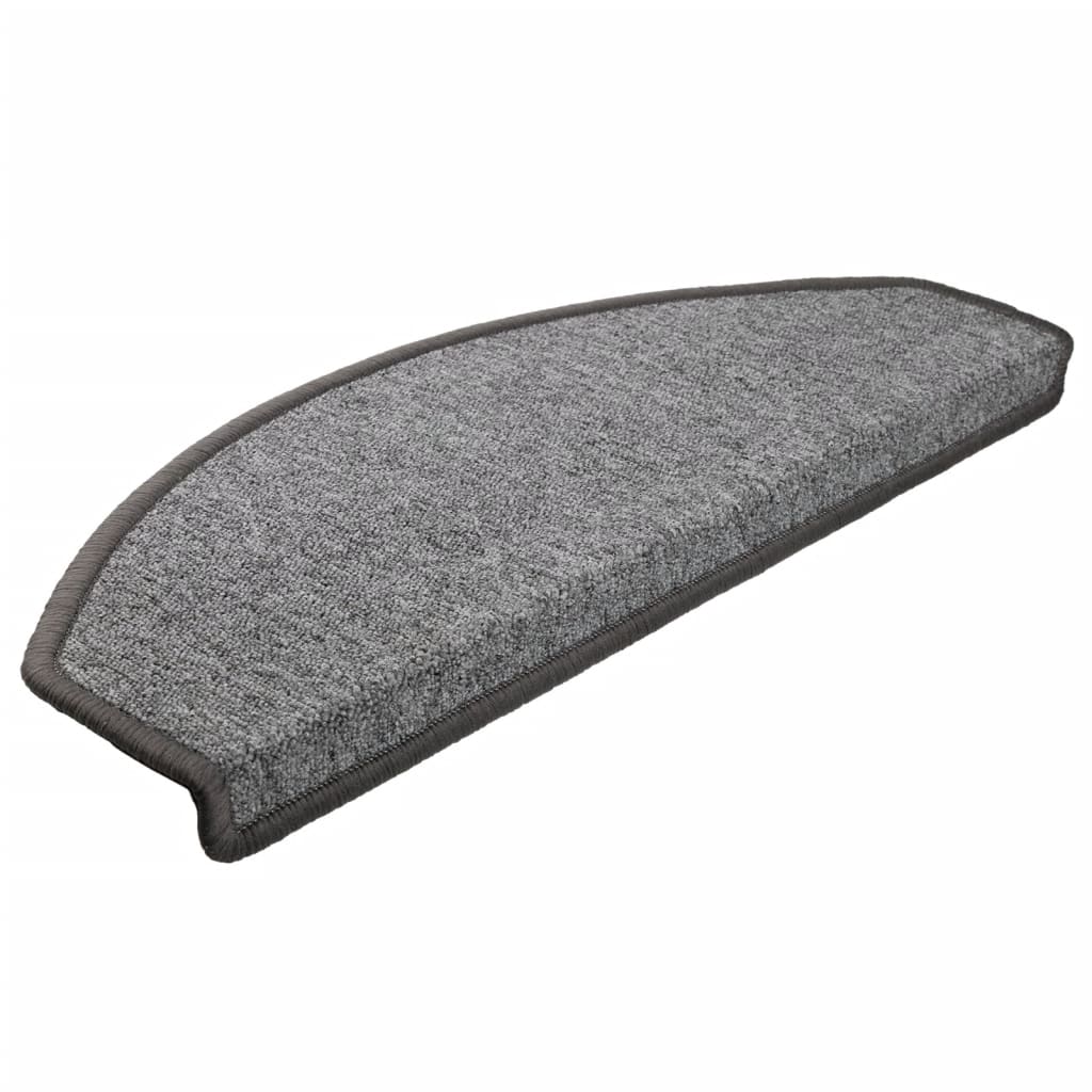 Tapis de marches 15 pces 65x24x4 cm Gris Foncé Demi-Lune Grand