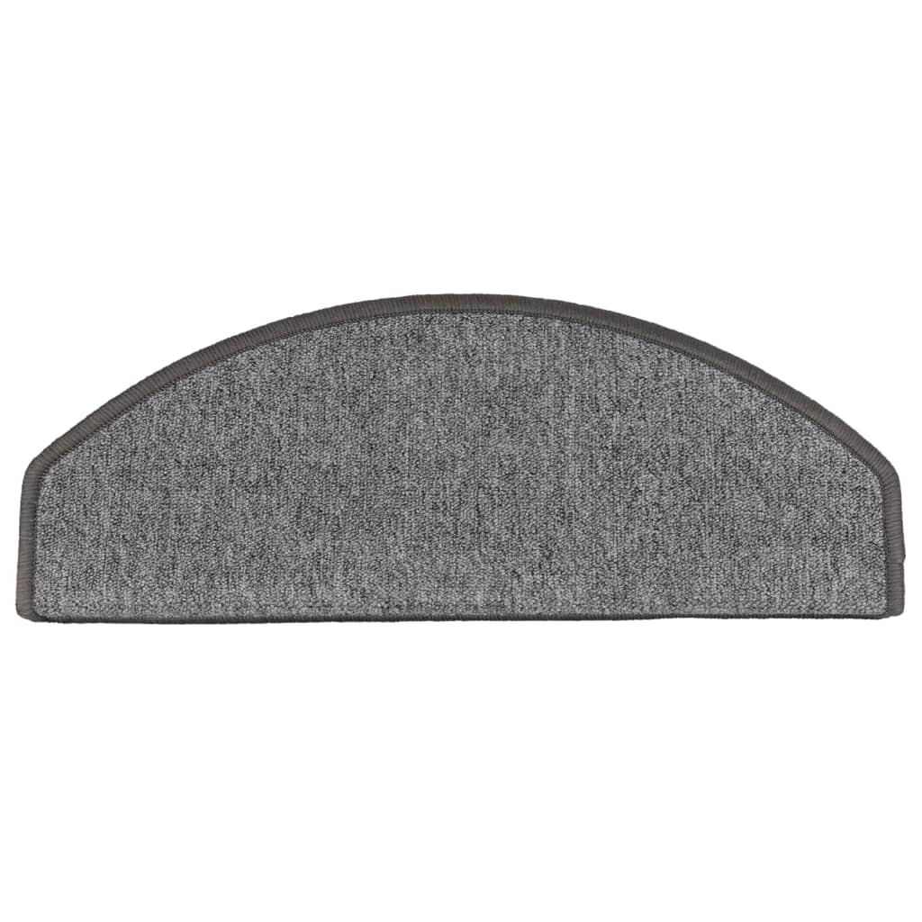 Tapis de marches 15 pces 65x24x4 cm Gris Foncé Demi-Lune Grand
