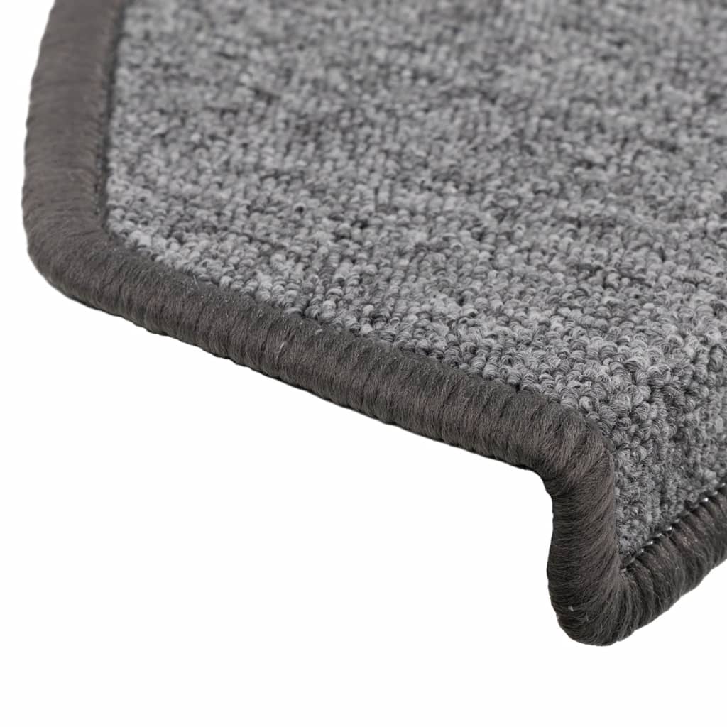 Tapis de marches 15 pces 65x24x4 cm Gris Foncé Demi-Lune Grand