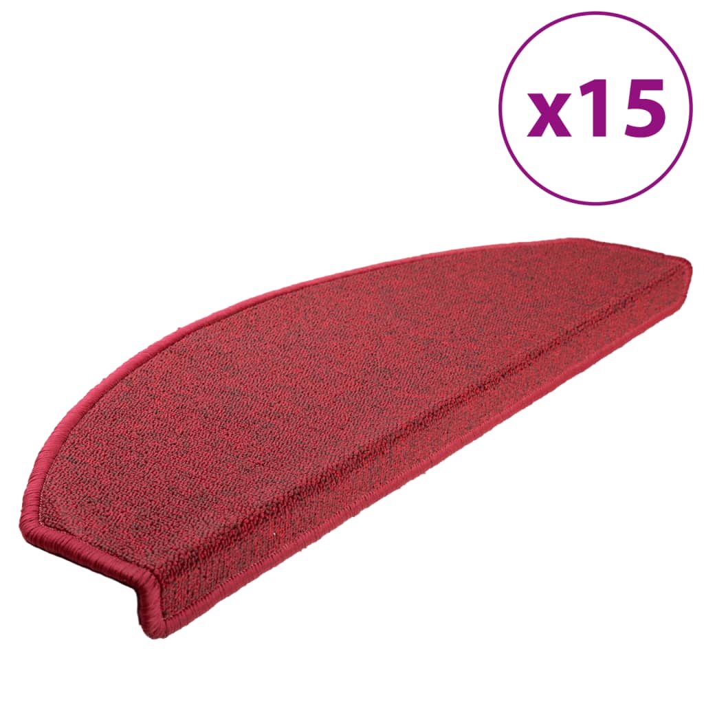 Stair mats 15 pcs. 65x24x4 cm Red Half-Round Large