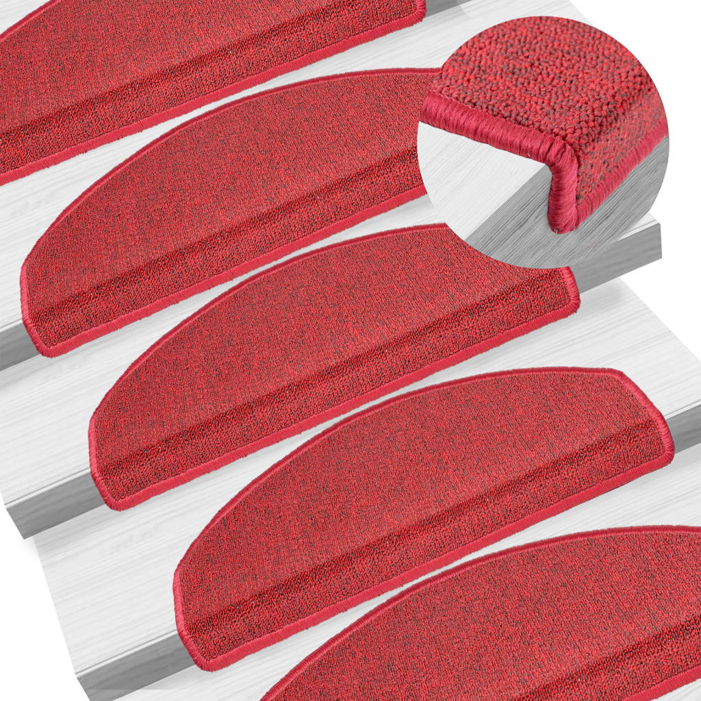 Stair mats 15 pcs. 65x24x4 cm Red Half-Round Large