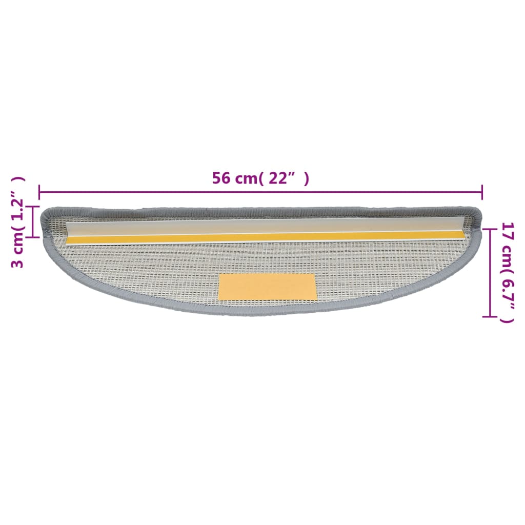 Stufenmatten 15 Stk. 56x17x3 cm Grau Halbrund