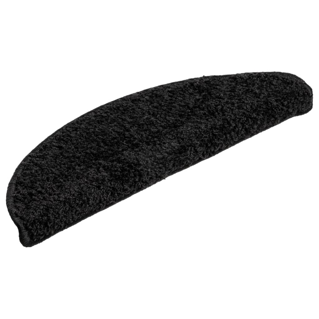 Stair Mats 15 pcs. 56x17x3 cm Black Half-Round
