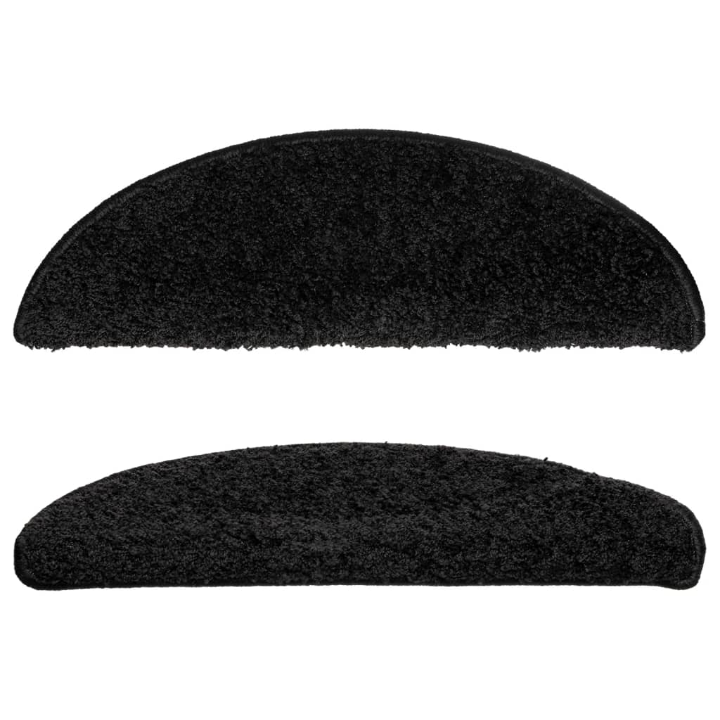 Stair Mats 15 pcs. 56x17x3 cm Black Half-Round