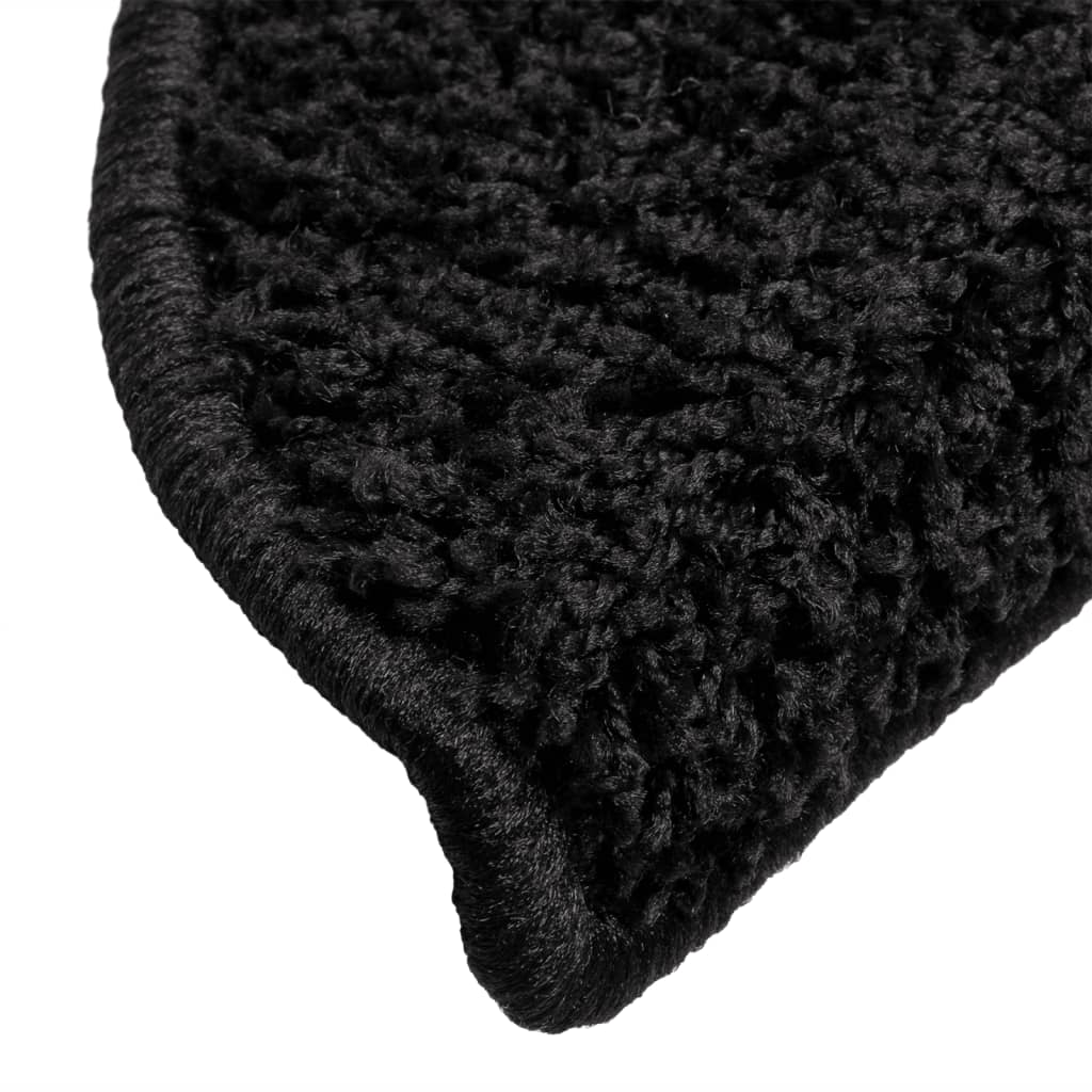 Stair Mats 15 pcs. 56x17x3 cm Black Half-Round