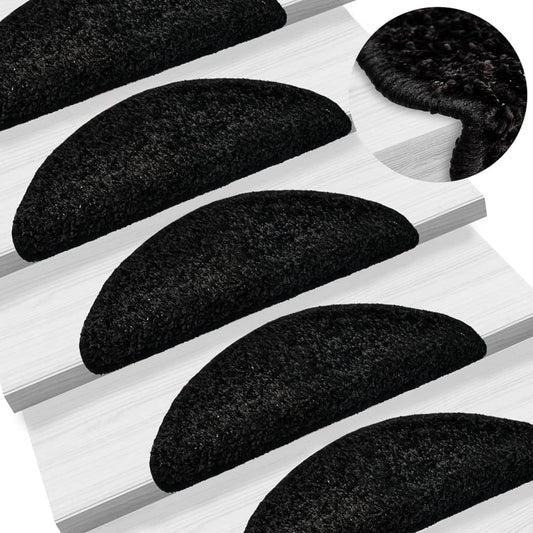 Stufenmatten 15 Stk. 56x17x3 cm Schwarz Halbrund